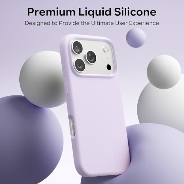 Flytende silikondeksel til iPhone 17 Pro, støtsikkert mykt telefondeksel, full beskyttelse, lys grå lys grå iPhone 17 Pro Light grey