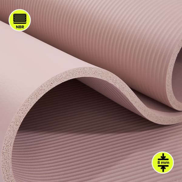 Yogamatta NBR 1,5 cm 183x61 cm med rem – HyperMotion smutsrosa