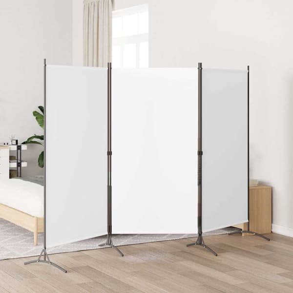 vidaXL Rumsavdelare 3 paneler vit 260x180 cm tyg vit