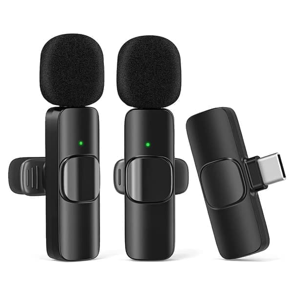 2-pak - Lavalier mikrofon til mobil - Trådløs - USB-C