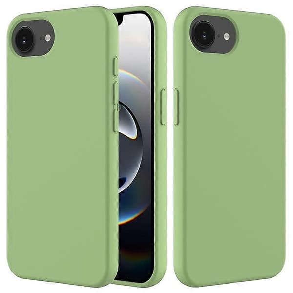 Kompatibelt fodral för iPhone 16e Stötsäkert flytande silikon Mjukt foder Baksida Telefonfodral Ljusgrön LightGreen