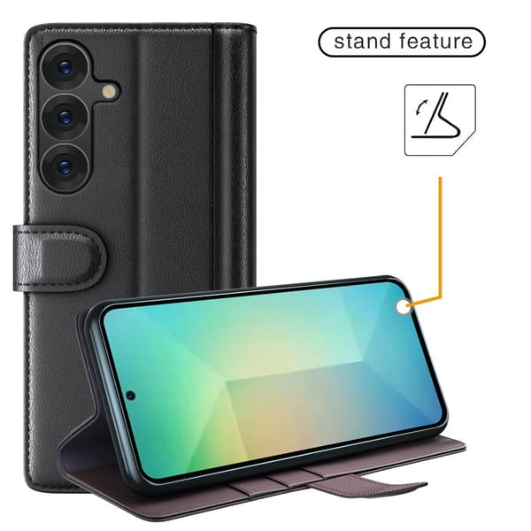 Ægte Læder Cover Samsung Galaxy S25 Sort