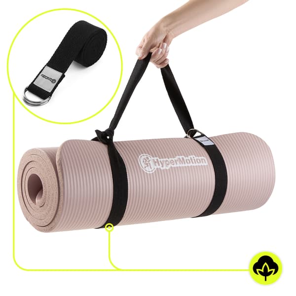 Yogamatta NBR 1,5 cm 183x61 cm med rem – HyperMotion smutsrosa