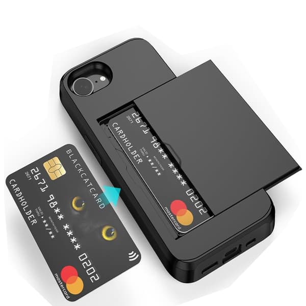 iPhone 16E cover med kortholder Sort Sort