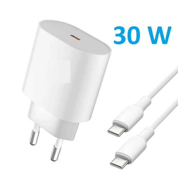 30W hurtigoplader til iPhone 15/16/17 + USB-C til USB-C 1m kabel