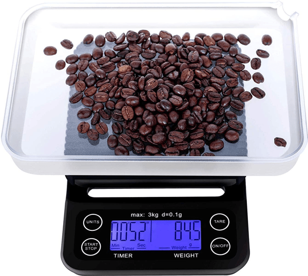 Digital køkkenvægt / kaffevægt 3 kg/0,1 g præcision Sort Sort