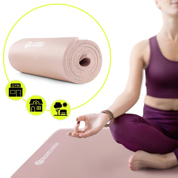 Yogamatta NBR 1,5 cm 183x61 cm med rem – HyperMotion smutsrosa