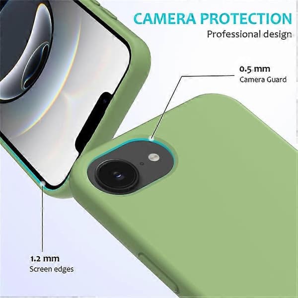 Kompatibelt fodral för iPhone 16e Stötsäkert flytande silikon Mjukt foder Baksida Telefonfodral Ljusgrön LightGreen