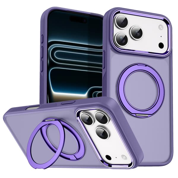 Roterande magnetiskt stativfodral för iPhone 18 Pro Max / 18 Pro – Matt, dropptåligt skyddsfodral purple IPhone18Pro Max