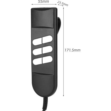 Fjernbetjening til elevationsseng - 6 knapper - 9-32V strømforsyning - Kompatibel med elektriske senge og løftestole - 1 stk.