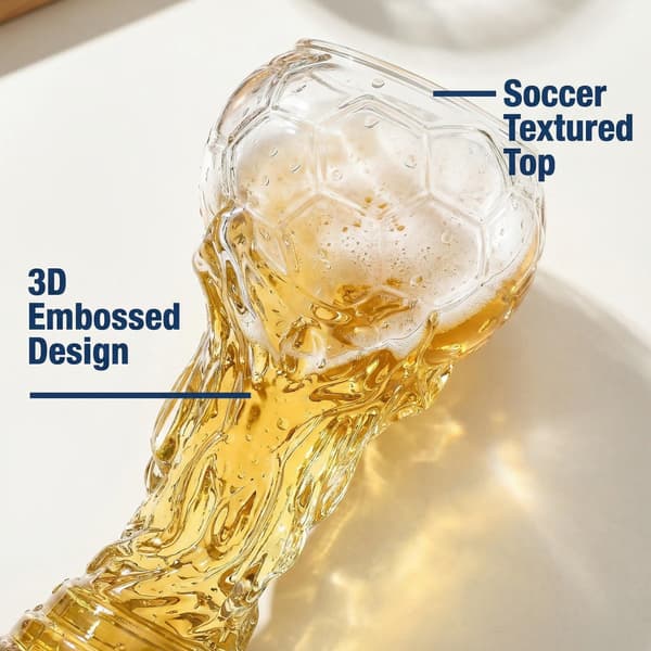 Fotbollsölglas Världscupstrofé Design - Högt Borosilikatglas, Stor Ölmugg, Kreativ Ölmugg för Bar & Hem 480ml