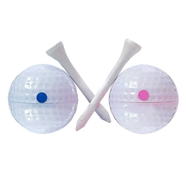Køn afslørende golfbold, eksploderende golfbolde, inkluderer 1 lyserød + 1 blå + 2 træpinde - den perfekte idé til en køn afsløring!