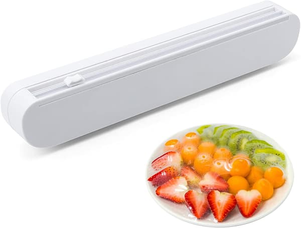 Plastfoliedispenser med kutter. Skyvbar, påfyllbar plastfolie