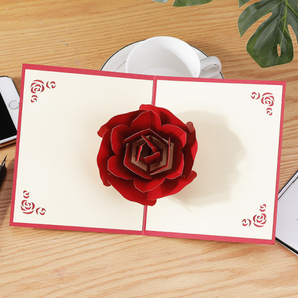 5 Valentine's Day Greeting Cards 3D Rose Greeting Cards Wedding