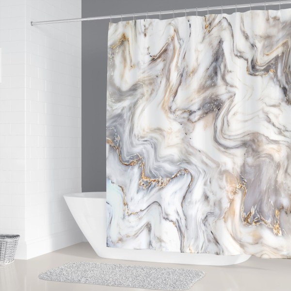 Duschdraperi i marmor för badrum, abstrakt granitmarmortyg