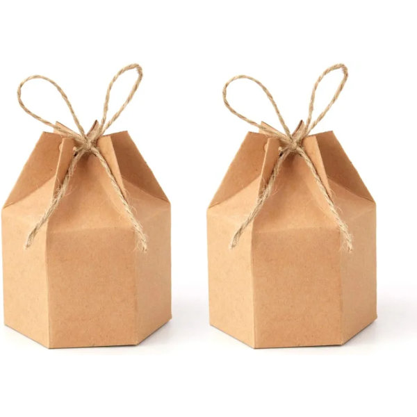 Bröllopsgodislåda, 50 Kraft presentförpackning, Festgodislåda, Kraftpapper