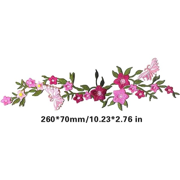 2 st, nya fjärilsblommor broderade lappar, blommig spets F
