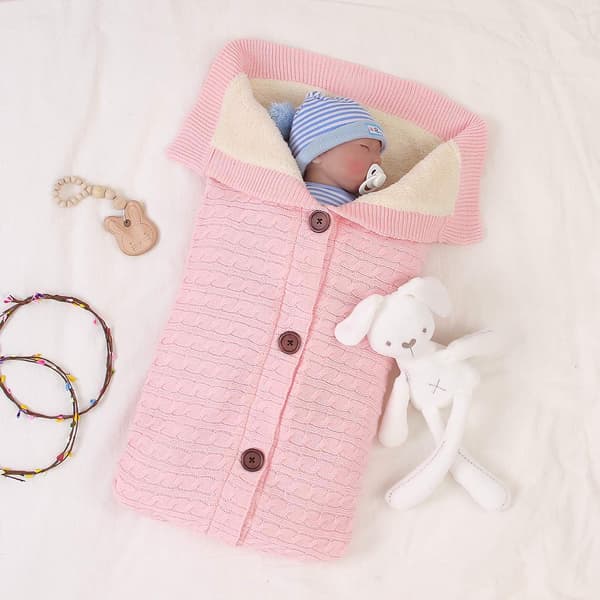 Vinter Babysovsäck Stickad Bomull Unisex Flicka Pojke Sovande