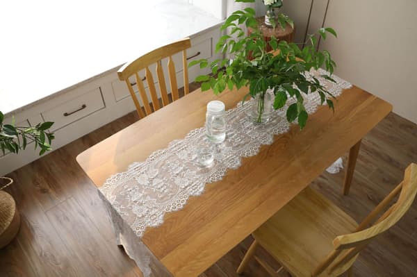 Hvit blondeduk 35*300cm brodert blonde rustikk bryllup d