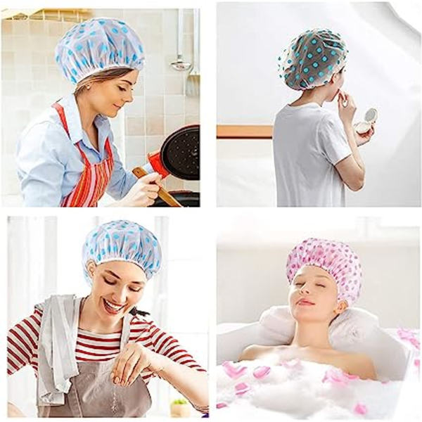6 st duschmössa elastisk badmössa återanvändbar hatt med elastiska band