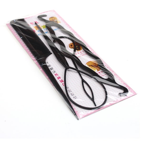 4 st franska flätor Topsy Tail Clip Styling Stick DIY Bun Maker