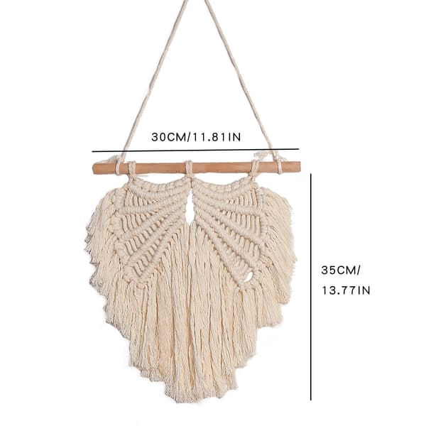 Beige Macrame käsintehty enkelinsiipi seinävaate Boho Chic seinävaate
