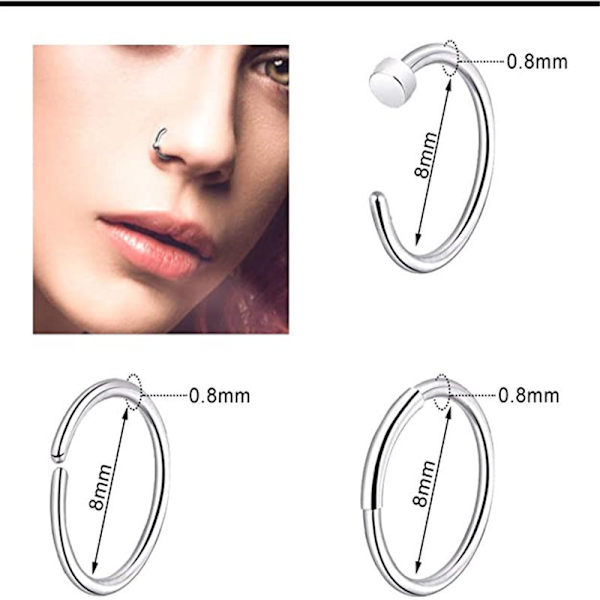 40 st näspiercingar för kvinnor, näspiercing smycken, näspiercing ringar, L-formade näspiercingar, skruvar, 316L kirurgiskt rostfritt stål näspiercingar för män och kvinnor
