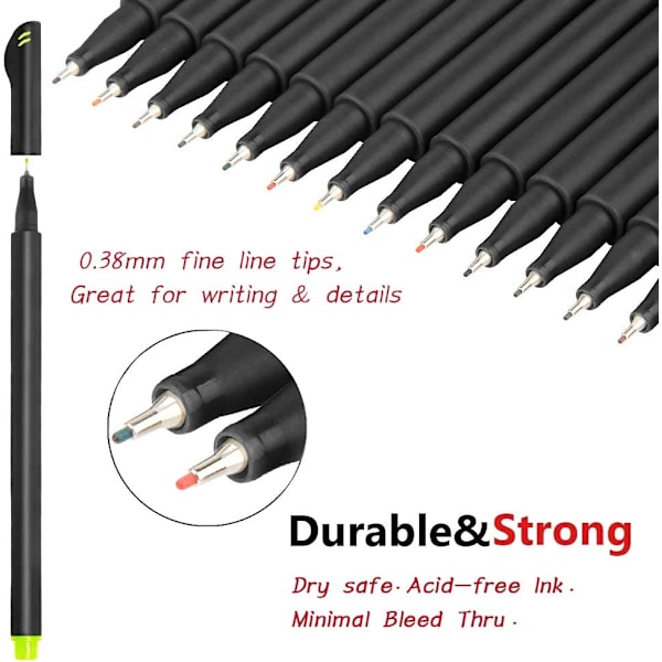 farvede fineliner tuscher, tegnepenne 24pcs