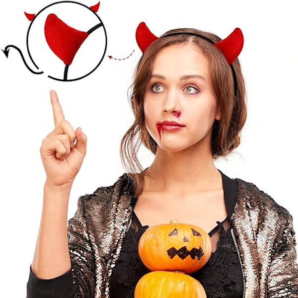 2 kpl Halloween-paholaisen sarvipanta enkelihalo punainen demonikorva Whit