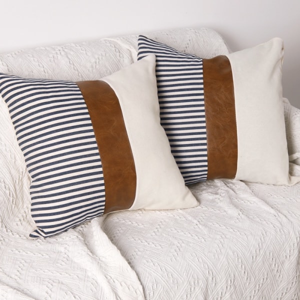 Set med 2 Farmhouse Stripe Patchwork Lin Pudetrekk, Moderne Be