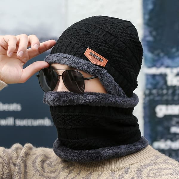 Hat mænds vinter varm uld hat tyk strik hat sweater hat mænds
