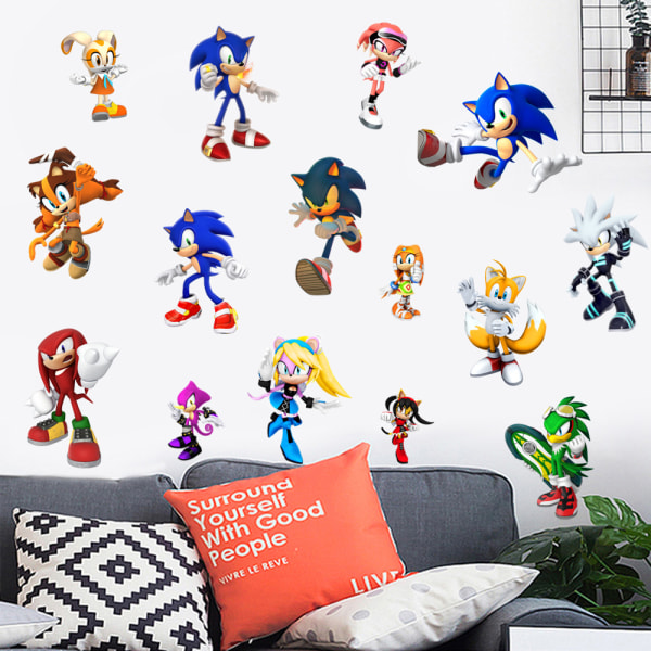 Sonic Hedgehog Game Väggdekor Pojkrum PVC Graffiti Decorati