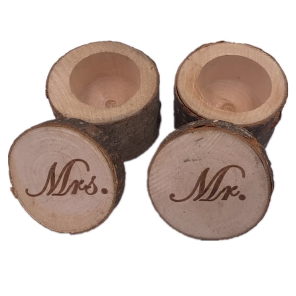 Set of 2 Personalized Wooden Candle Holders for Wedding Centerpi