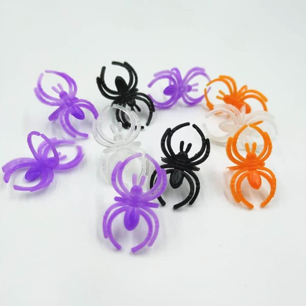 Assorterede 20 Bulk Halloween Spider Ringe - Orange, Lilla, Sort
