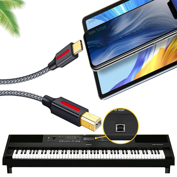 Typ-C till USB 2.0 BM fyrkantig port skrivarförlängningskabel för bärbar dator