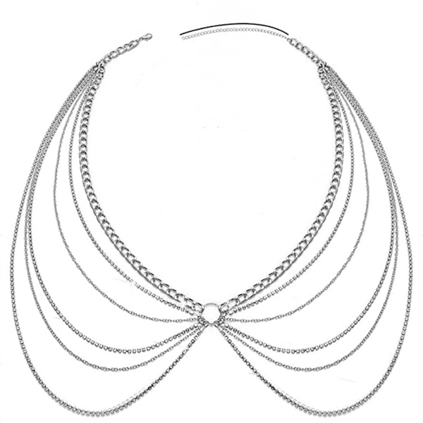 Kroppskedjor för kvinnor Sexig lager Rhinestone Body Chain Crystal
