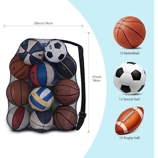 Boldpose Stor Net Mesh Taske til Foldbar Nylon Net Taske