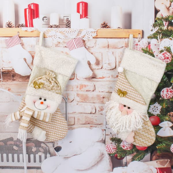 2 st tomte- och snögubbejulstrumpor julhängen