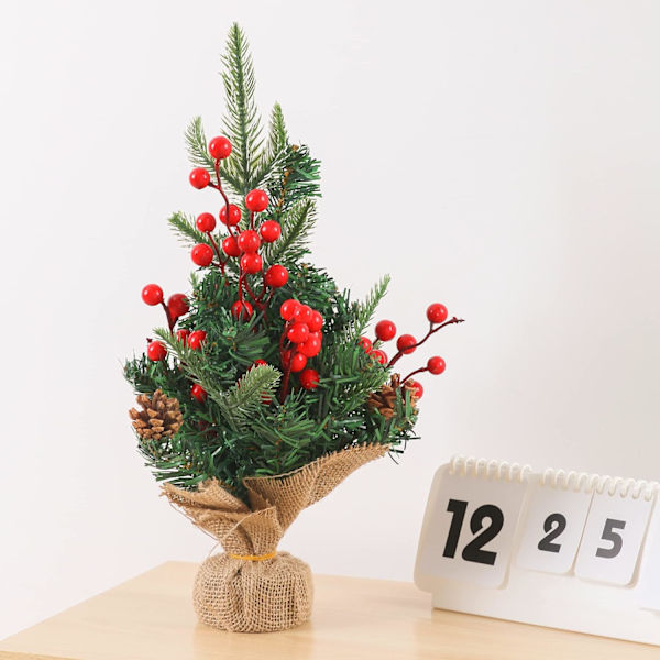 Miniatyr julgran för bordsskiva, liten snöflockad julgran,