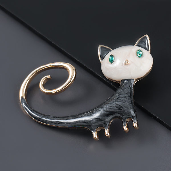 Emalj söt katt brosch för kvinnor Kitty brosch djur smycken Uni