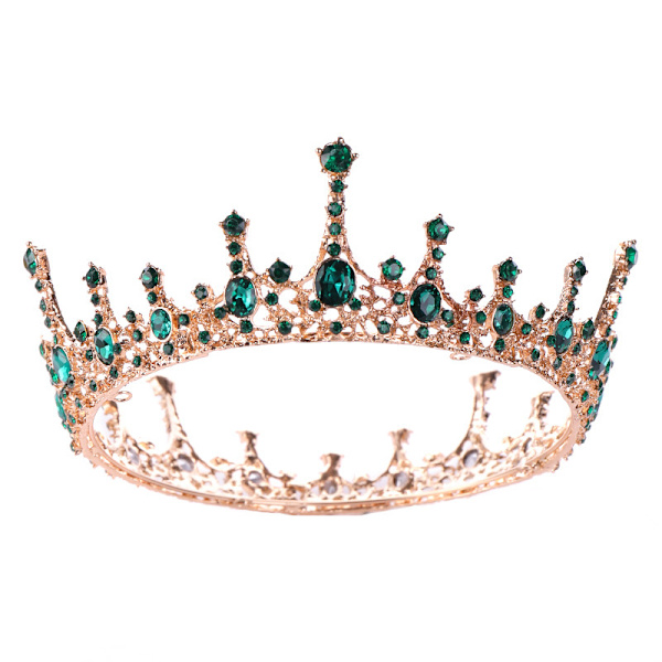 Crown Le Grand Palais Vihreä Strassit Tiara Morsiamen Hiukset Asuste