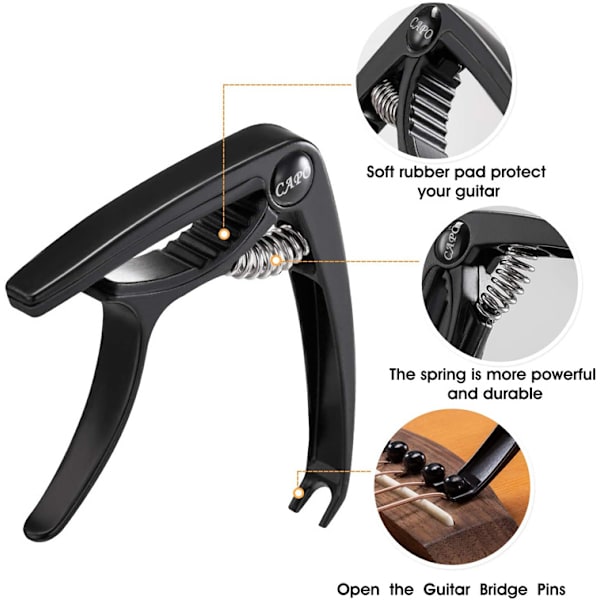 Treballad Bass Elektrisk Gitar Tilbehør Sett Capo Tuner Mu