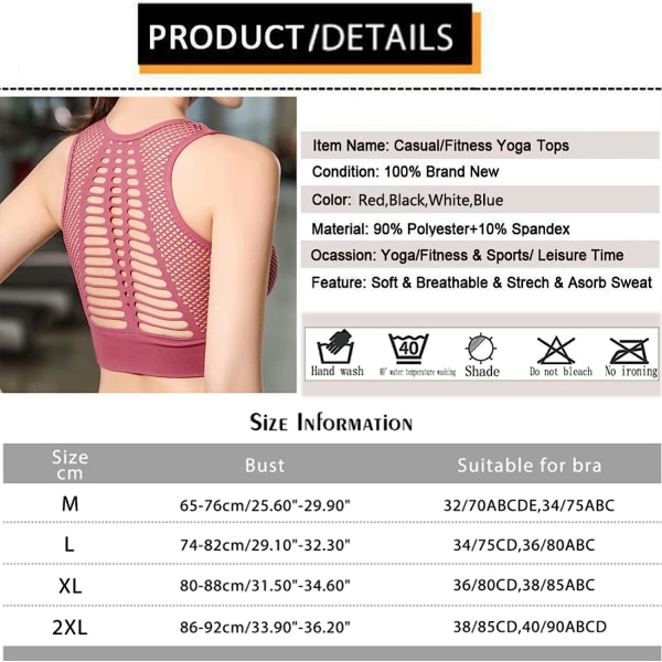 Mesh-ulkoiluvaatteet plus-koko urheilu- ja fitness-rintaliivit - sininen 2XL
