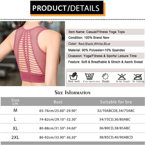 Mesh-ulkoiluvaatteet plus-koko urheilu- ja fitness-rintaliivit - Valkoinen XL
