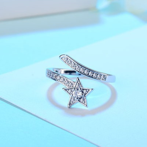 Tomma ringar stjärnring finger smycken wrap ring justerbara ringar