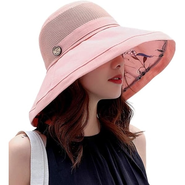 Mesh Solhatter for Kvinner - UPF UV-beskyttelse - Pakkbar - Bred Br
