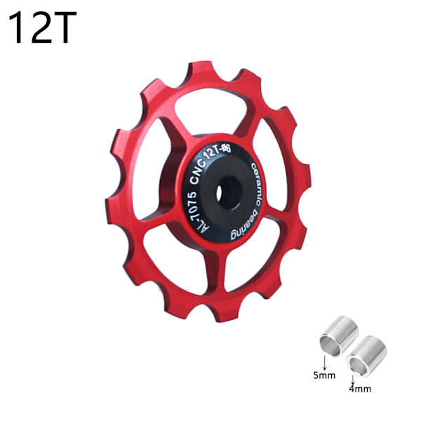 Växelhjul i aluminiumlegering för cykel, 10-17T, för mountainbike, hjul, lageruppsättning, reservdelar - röd 12T