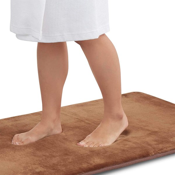 Badmattor för badrum Halksäkra - Minnesskum Badrumsmattor - Snabbtorkande Badmatta - Mjuk och absorberande sammet halksäker badrumsmatta - Brun 60*120CM