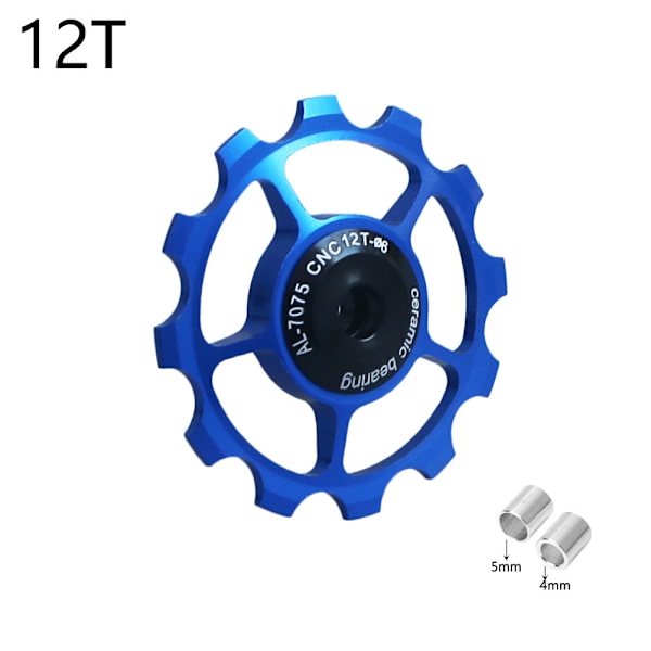 Sykkelgir i aluminium 10-17T Hjulruller for terrengsykkel med lagersett - blå 12T