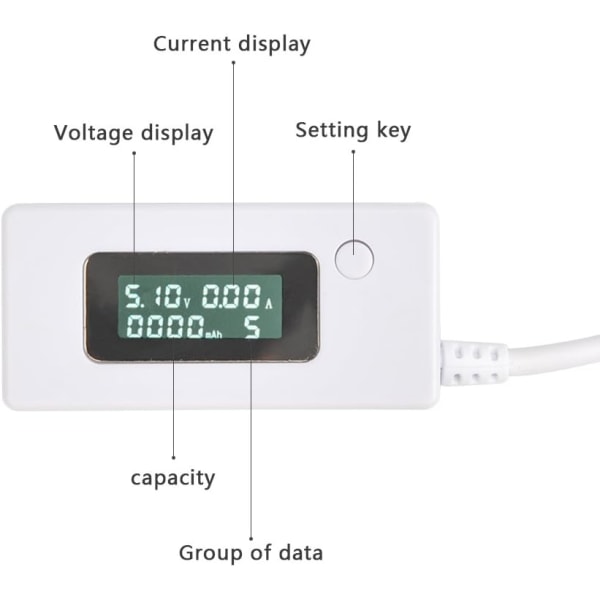 USB-virtamittari, virta- ja jännitetesteri, multimetri, USB-lataus